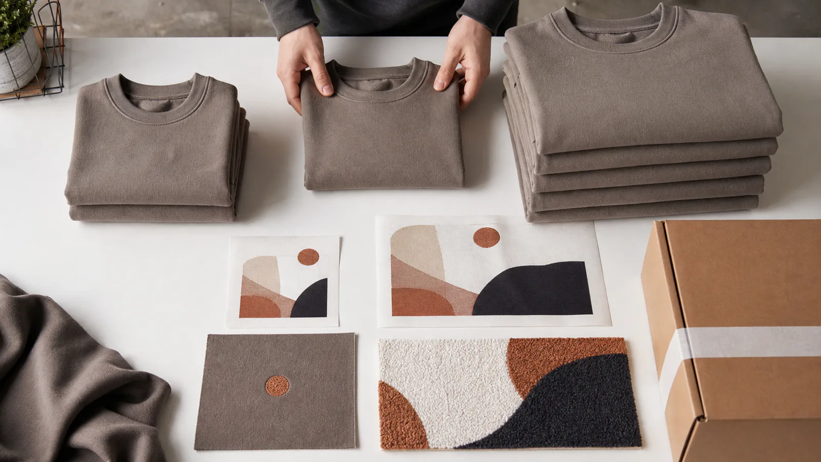 Garment quantity, print scale, craft complexity, and packaging compared during quote planning