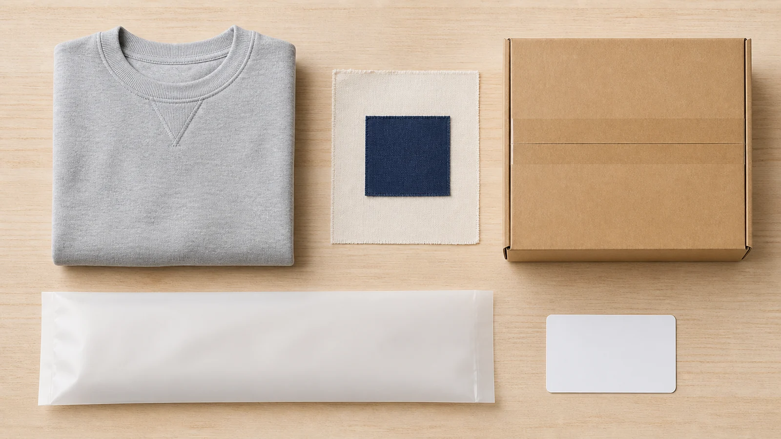Garment, decoration, parcel, protective packing, and payment card arranged as separate cost components