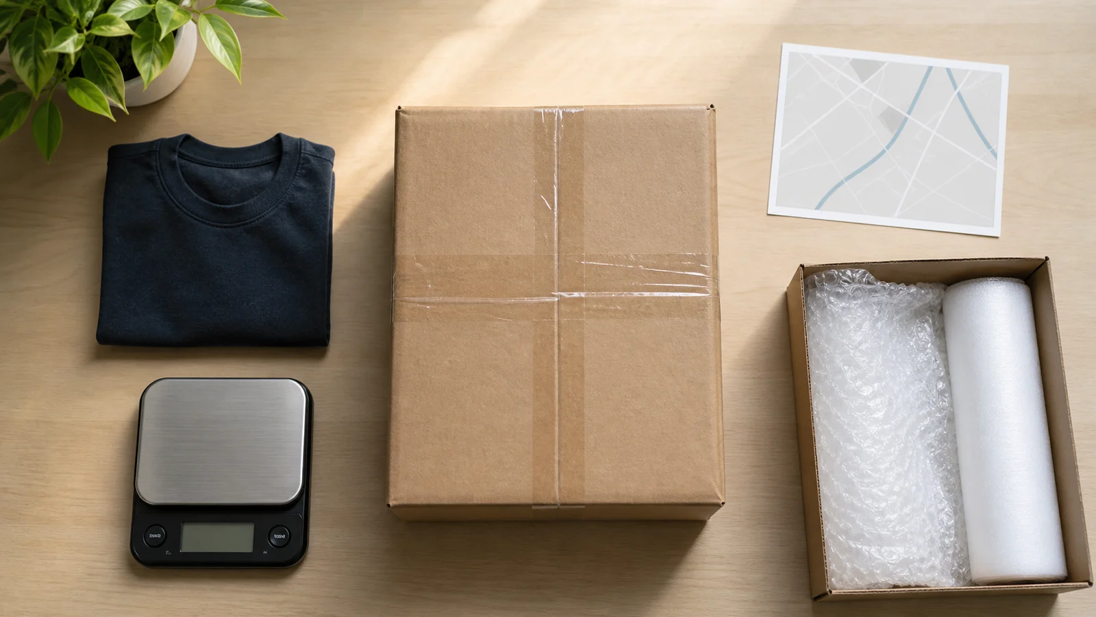 A packed apparel parcel considered alongside weight, route, and protective materials